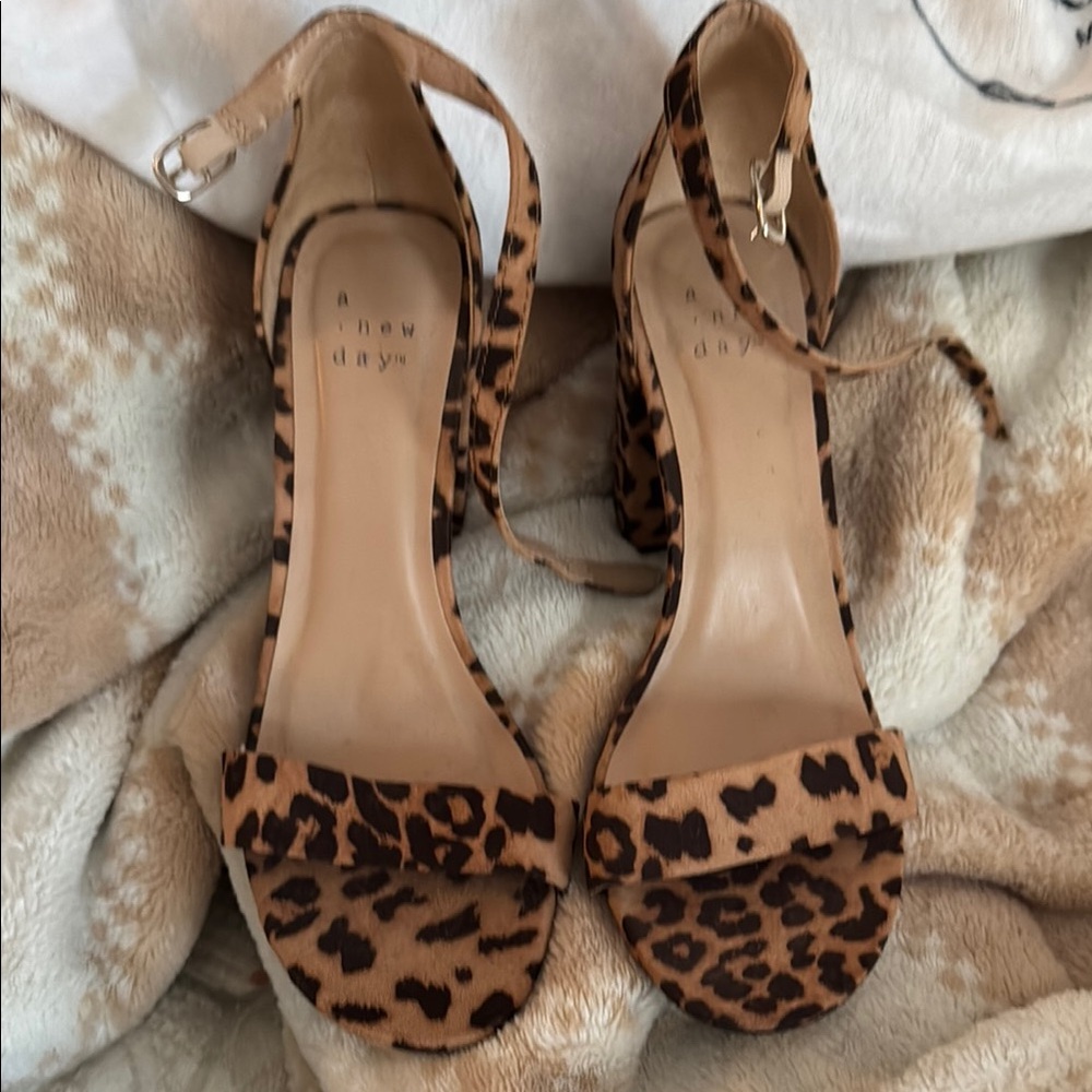 A New Day Brown Tan Heels with Ankle Strap